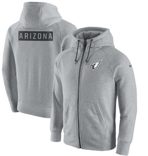 Men's Arizona Cardinals Nike Ash Gridiron Gray 2.0 Full-Zip Hoodie